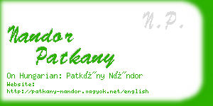 nandor patkany business card